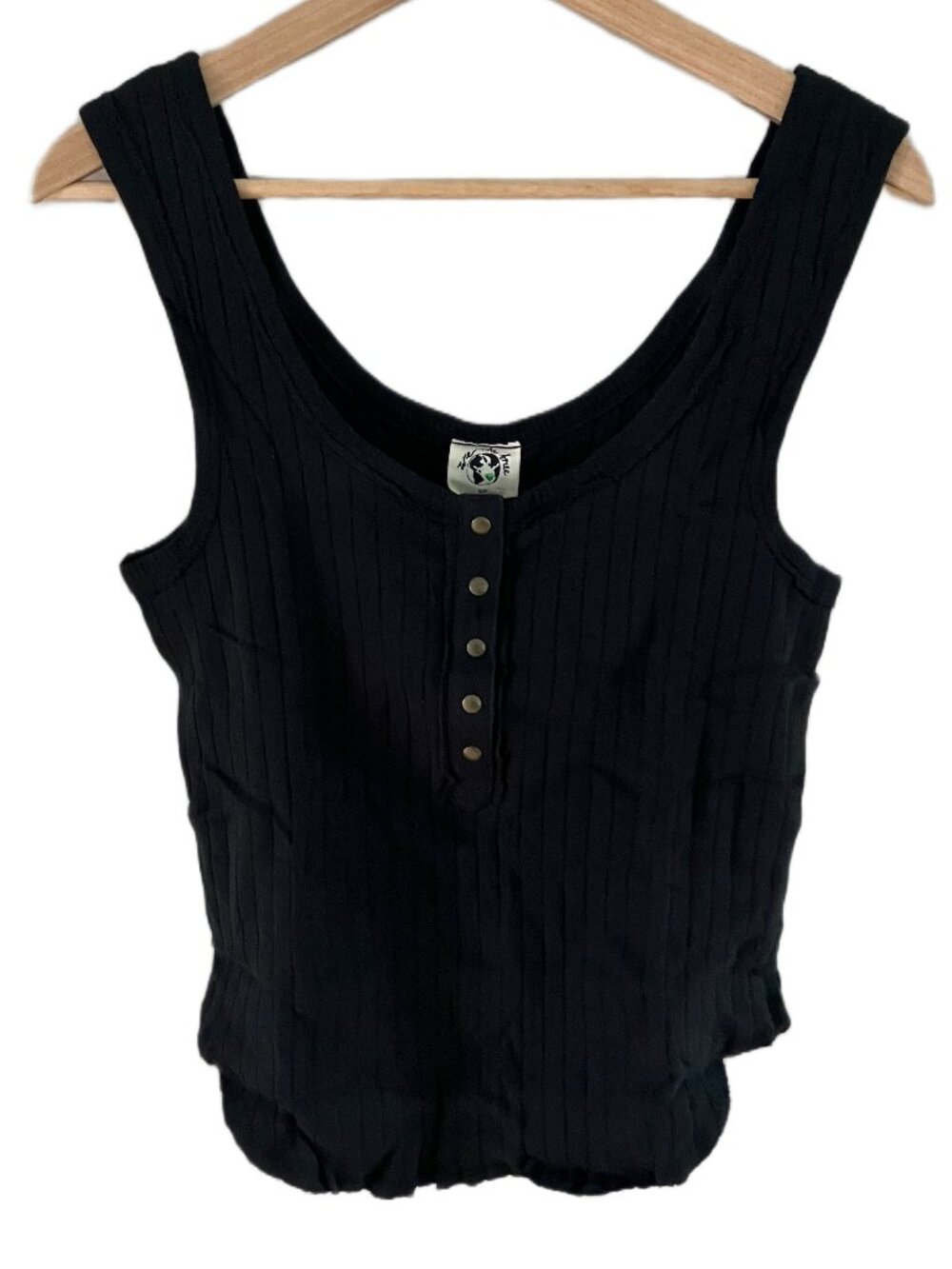 Free People Care Bryson Henley Tank Top Ribbed Black Size Small NWT